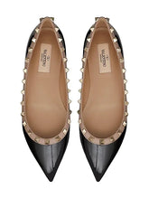 Valentino Rockstud Patent Black Ballerina Flats For Her With Original Box And Carry Bag