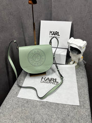 Karl Lagerfeld KCircle Saddle Perforated Logo Bag -Oil Green With OG Box & Dust Bag