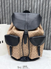 Coach Warner Backpack Signature Canvas Coated Canvas & Leather With Dust Cover Apricot Black 909