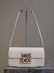 Miss Dior By Christian Dior Flap White Bag With OG Double Box High Quality M2611 White