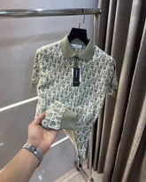 Christian Dio r Green Knitted Imported Polo T-Shirt