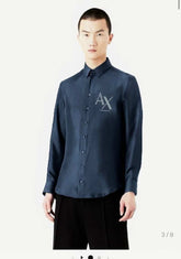 Arman i Exchange Navy Blue Logo Print Shirt With Premium Box Packing And Carry Bag