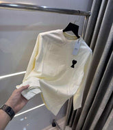 Ami Paris Cream Patch Logo Premium Full Sleeve T-Shirt