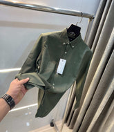 Calvin klein Olive Green Embroidery Logo Premium Linen Shirt