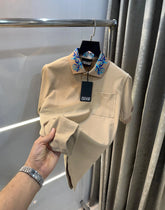 Versac e Couture Baige Collar Logo Imported Polo T-Shirt