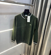 Lacost e Olive Green Zip Imported Pull Over