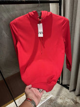 Zar_a Men Red Plain Hoodie