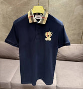 BURBERR_Y NAVY BLUE PREMIUM COLLAR IMPORTED POLO