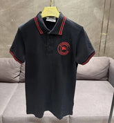BURBERR_Y BLACK RED PREMIUM COLLAR IMPORTED POLO
