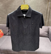 VALENTIN_O PREMIUM BLACK FABRIC FULL FRONT BACK POLO