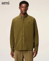 Ami Paris Olive Embroidry Logo Premium Shirt