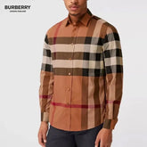 Burberr y 1 Dark Brown Checks Premium Shirt With Original Box Packing