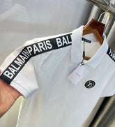 Balmai n Paris White Metal Logo Imported Polo T-Shirt