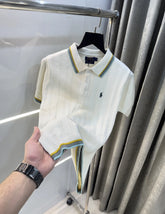 Ralph Lauren Cream Premium Knitted Polo T-Shirt