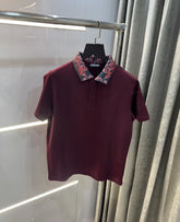 Versace Couture Wine Collar Logo Imported Polo T-Shirt