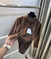 Ralph Lauren Brown Embroidry Logo Premium Cord Shirt