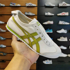 Onitsuka Tiger Mexico 66 Canvas Slip On White Green Girls First Copy D 1847