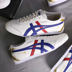 Onitsuka Tiger Mexico 66 White Blue Red Gold Mens 7A Premium Sneakers D-1872