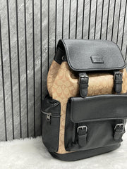 Coach Unisex Rivington Backpack Apricot Black Leather With Dust Bag 059 Apricot Black