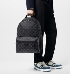 Louis Vuitton Discovery Backpack MM Monogram Eclipse Coated Canvas Premium High Quality Backpack With Dust Bag (M46553 Black)