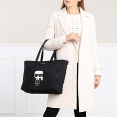 Karl Lagerfeld Womens K-Ikonik Nylon Tote Bag - Black (Large)