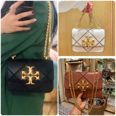 Tory Burch Eleanor Diamond Quilted Leather Shoulder Bag White With OG Box Dust Cover 2123