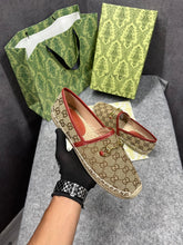 Gucci GG Monogram Canvas Leather Espadrilles Khakhi With OG Box & Carry Bag 888-100 Khakhi