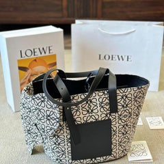 Loewe Elephant Anagram Premium Edition Basket Tote Bag With Dust Bag (Black - 700)