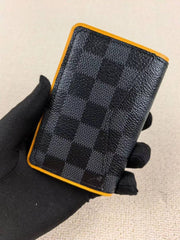 Louis Vuittion Pocket Organizer Wallet Damier Graphite Canvas Yellow Leather Lining And Multiple Card Slots Black Square Yellow N64502 Yellow