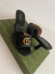 Gucci GG Marmont Black Mules Sandal Heel For Women With Original Box And Carry Bag