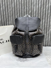 Coach Warner Backpack Signature Coated Canvas Leather With Dust Cover 909 Coffee Black