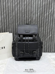 Coach Unisex Rivington Backpack Black Sprint Leather With Dust Bag 059 Black