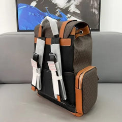 Michael Kors Outlet Unisex Brown Two-Tone High Quality Leather Backpack With Dust Cover Brown Leather