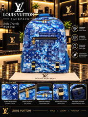 LOUIS VUITTION BLUE COLOUR PREMIUM CLASSIC BAGPACK WITH DUST BAG