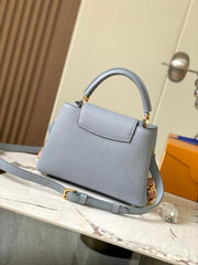 Louis Vuitton LV Capucines M23199 Premium Quality Leather Bag With OG Box & Dust Bag & Extra Shoulder Strap (Grey)