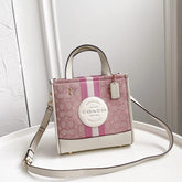 Coach Dempsey Tote 22 In Signature Jacquard With Stripe And Coach Patch With OG Box & Dust Bag (Pink-5638)