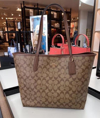 Coach Signature City Tote Bag With OG Box & Dust Bag (Brown - 1064)