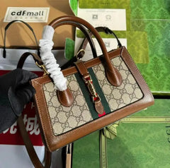 Gucci Jackie 1961 Small Web GG Supreme CanvasTote Bag With OG Box Dust Cover & Carry Bag 649015