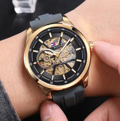 Tommy Hilfiger Automatic Silicon Grey Gold Black