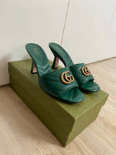 Gucci GG Marmont Green Mules Sandal Heel For Women With Original Box And Carry Bag