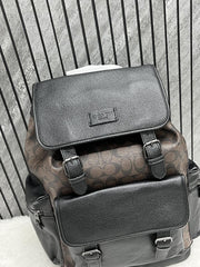 Coach Unisex Rivington Backpack Coffee Black Sprint Leather With Dust Bag 059 Coffee Black