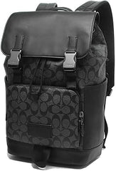 Coach Rivington Backpack Black Signature Canvas Unisex Backpack With Dust Cover 058 Black Black