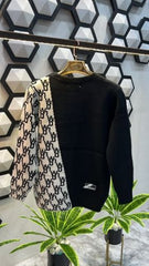 WELLDONE WD1 Graphic Mix Logo Printed Premium Black Sweater