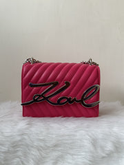 Karl Lagerfeld Quilted Sling With Original Box PINK