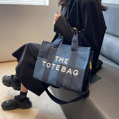 MARC JACOBS DENIM TOTE BAG WITH DUST BAG & LONG STRAP