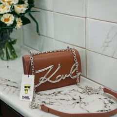 Karl Lagerfeld K Signature Cross Body Shoulder Bag With OG Box & Dust Bag (Brown - 666)