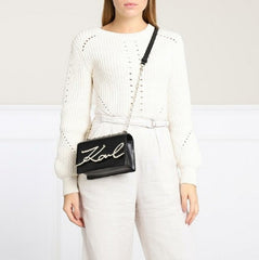 Karl Lagerfeld K Signature Cross Body Shoulder Bag With OG Box & Dust Bag (Black - 339)