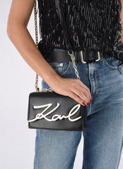 Karl Lagerfeld K Signature Cross Body Shoulder Bag With OG Box & Dust Bag (Black - 339)