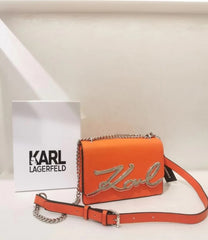 Karl Lagerfeld K Signature Cross Body Shoulder Bag With OG Box & Dust Bag (Orange - 340)