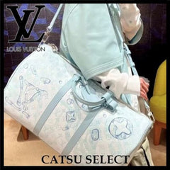 Louis Vuitton LV M22570 Keepall Bandoulire Premium Monogram Unisex Duffle Bag With Dust Bag (Blue - 625)